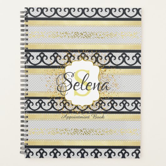Monogram Naam Afspraak Boek Golden Glitter Planner (Voorkant)