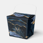 Monogram Naam Agaat Marine Blauw Goud Favoriet Doz Bedankdoosjes (Voorkant Zijde)