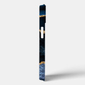 Monogram Naam Agaat Marine Blauw Goud iPhone Case (Achterkant / Rechts)