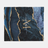 Monogram Naam Agate Navy Blue Gold Gemstone Marble Fleece Deken (Voorkant (Horizontaal))