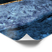 Monogram Naam Agate Navy Blue Gold Gemstone Marble Perfect Poster (Hoek)