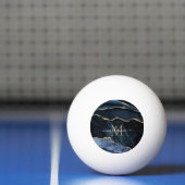Monogram Naam Agate Navy Blue Gold Gemstone Marble Pingpongballen (Net)