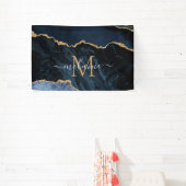 Monogram Naam Agate Navy Blue Gold Gemstone Marble Spandoek (Insitu)
