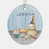 Monogram Naam Bake Gift Keramisch Ornament (Links)