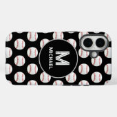 Monogram Naam Baseball Naadloos Patroon Zwart Case-Mate iPhone Case (Achterkant (horizontaal))