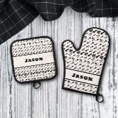 Monogram Naam BBQ Chef Kok Grilling Oven Ovenwant & Pannenlap Set