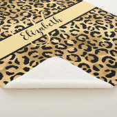 Monogram naam Black Gold Leopard Cheetah Print Ze Sherpa Deken (3/4)
