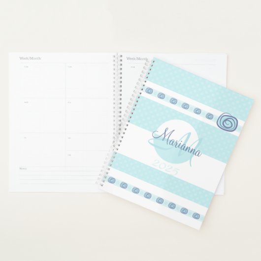 Monogram Naam Blauw 2025 Modern Planner (Display)