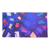 Monogram naam blauwe marine kleurrijke abstracte v kussensloop (Achterkant-Links)