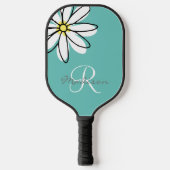 Monogram naam bloem Daisy Pickleball Paddle (Voorkant)