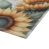 Monogram naam bloemen zonnebloem pastel waterverf snijplank (Hoek)