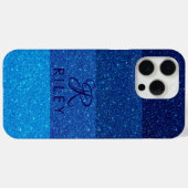 Monogram Naam Blue glitter Case-Mate iPhone Case (Achterkant (horizontaal))
