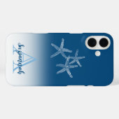 Monogram Naam Blue Ombre Tropical Starfish Case-Mate iPhone Case (Achterkant (horizontaal))