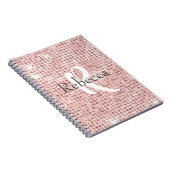Monogram Naam Blush Pink Diamond Studed Trendy Notitieboek (Rechterzijde)