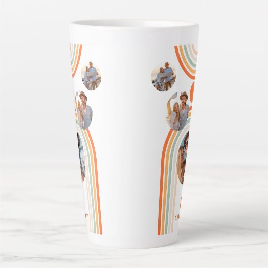 Monogram naam Boho Arch Multi Photo Trendy Girly Latte Mok (Voorkant)