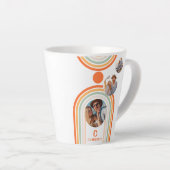 Monogram naam Boho Arch Multi Photo Trendy Girly Latte Mok (Rechterhoek)