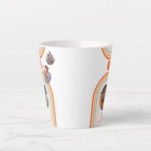 Monogram naam Boho Arch Multi Photo Trendy Girly Latte Mok (Voorkant)