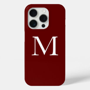 Monogram Naam Bourgogne Rood Maroon Wit Elegant iPhone 15 Pro Case
