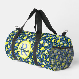 Monogram Naam Chic Mediterraan Citroen Blauwe Blad Plunjezak