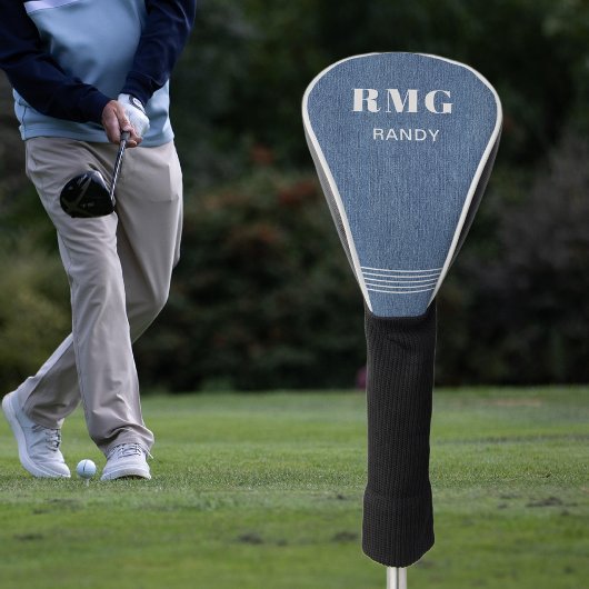 Monogram naam, Classic Blue Jean Denim Print, Golfheadcover
