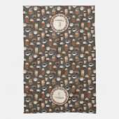 Monogram Naam Coffee Lover Café Theedoek (Verticaal)