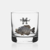 Monogram Naam Crappie Vist Mannen naar buiten Whisky Glas (Voorkant)