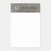 Monogram Naam Echt Koeienleder Leren Uitzicht Post-it® Notes (Voorkant)