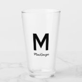 Monogram Naam Eenvoudig Bier Glas (Voorkant)