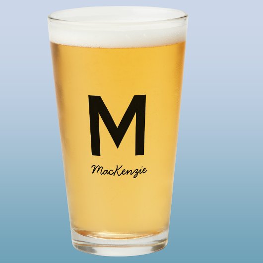 Monogram Naam Eenvoudig Bier Glas