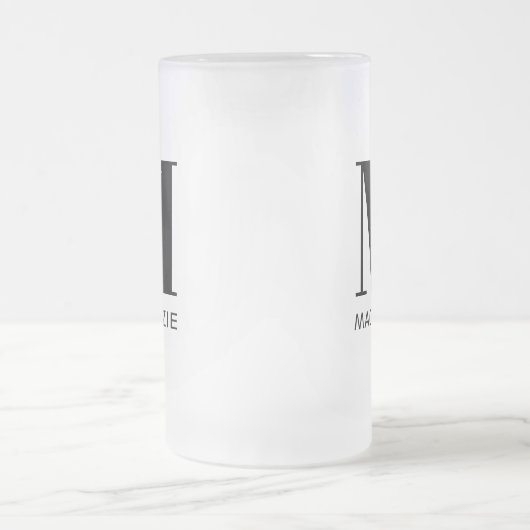 Monogram Naam Eenvoudig Gepersonaliseerd Matglas Bierpul (Center)