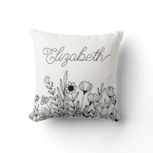 Monogram Naam Eenvoudig Minimalistisch Bloemen Gra