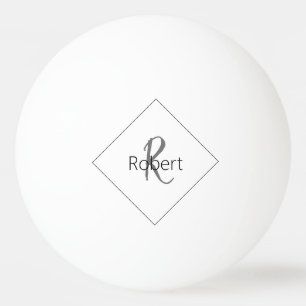 Monogram naam Eenvoudig Modern Minimalist White Bl Pingpongballen