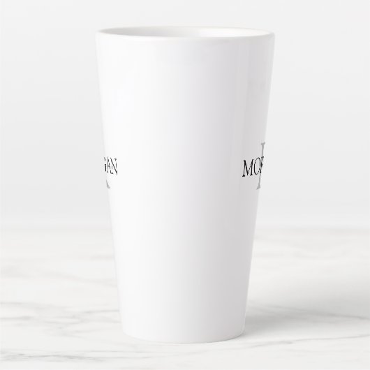 Monogram & naam Eenvoudig ontwerp zwart/grijze tek Latte Mok (Voorkant)