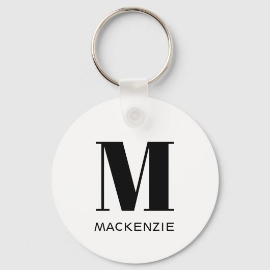 Monogram Naam Eenvoudig Sleutelhanger (Achterkant)