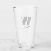 Monogram Naam Eenvoudig Zwart Script Bier Glas (Achterkant)