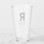 Monogram Naam Eenvoudig Zwart Script Bier Glas (Achterkant)