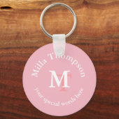 monogram . naam en initiaal . haar aangepaste roze sleutelhanger (Voorkant)