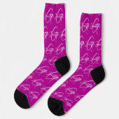 Monogram naam en initiaal wit roze mauve sokken (Links)
