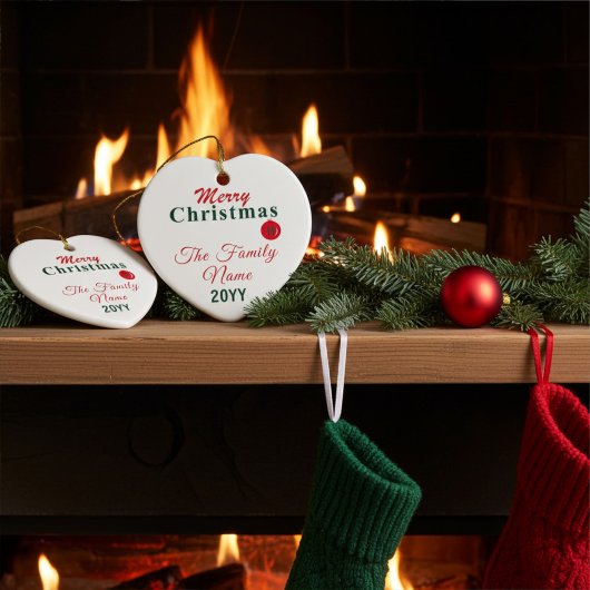 Monogram, Naam en Jaar Aangepaste Vrolijke Kerstmi Keramisch Ornament