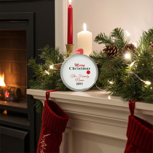 Monogram, Naam en Jaar Aangepaste Vrolijke Kerstmi Keramisch Ornament