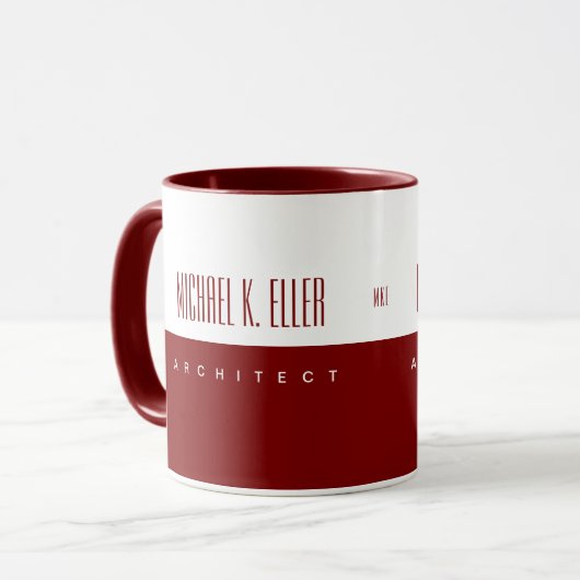 Monogram Naam en Job Modern Deep Red Mok (Voorkant links)