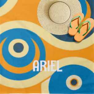 Monogram Naam Evil Eye Retro Kleurrijke Strandhand Strandlaken