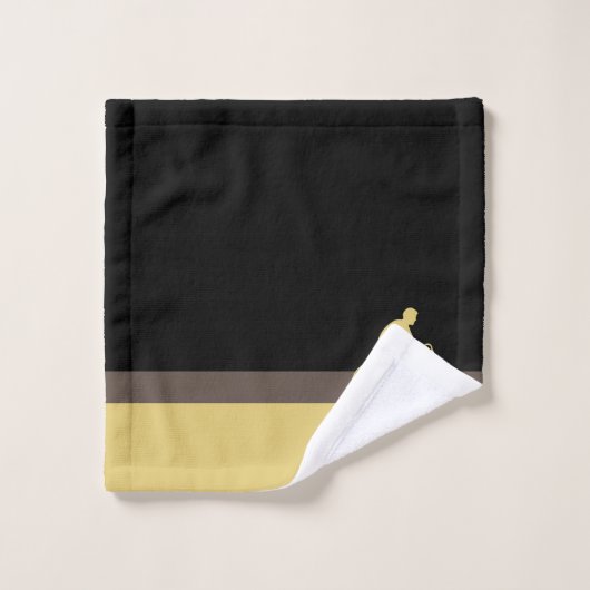 Monogram Naam Fiets Goud Zwart Grijs | Beige Bad Handdoek (Wasdoekje)