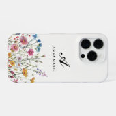 Monogram naam Floral Boho Chic iPhone Hoesje (Achterkant horizontaal)
