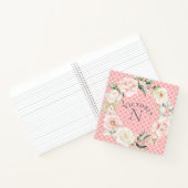 Monogram Naam Floral Waterverf Damask Notitieboek (Binnen)