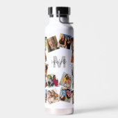 Monogram Naam Foto Collage Water Fles (Links)
