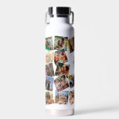 Monogram Naam Foto Collage Water Fles (Voorkant)