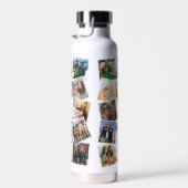 Monogram Naam Foto Collage Water Fles (Rechts)