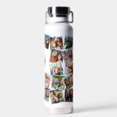 Monogram naam foto collage waterfles (Achterkant)