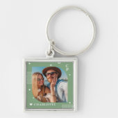 Monogram Naam Foto Trendy Simple Modern Sleutelhanger (Voorkant)